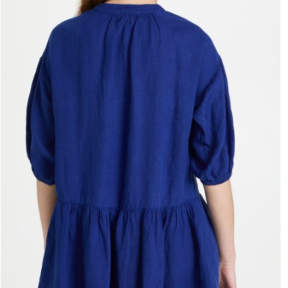 NEW - APIECE APART Linen Mini Dress in Lapis Blue Blue Size 4 - Picture 2 of 7